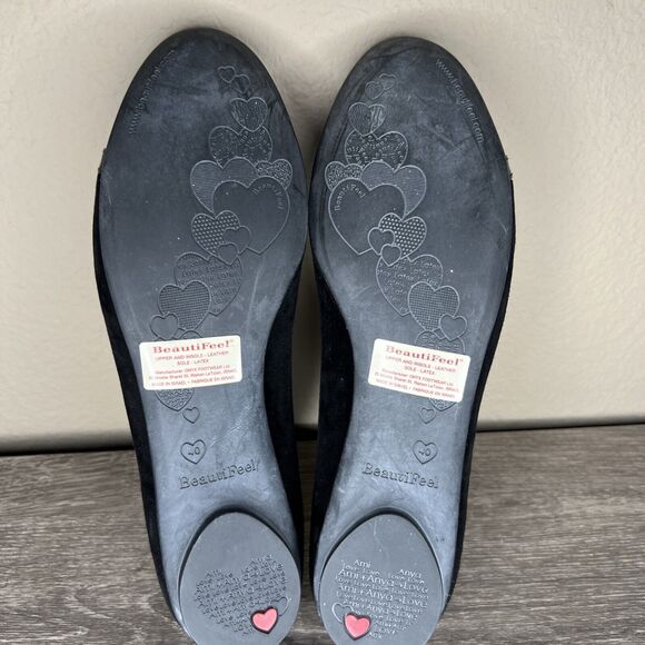 BeautiFeel Cap Toe Ballet Shoe Dress Pump Flat Leather EU 40 US 9.5 Black Silver - Picture 7 of 13